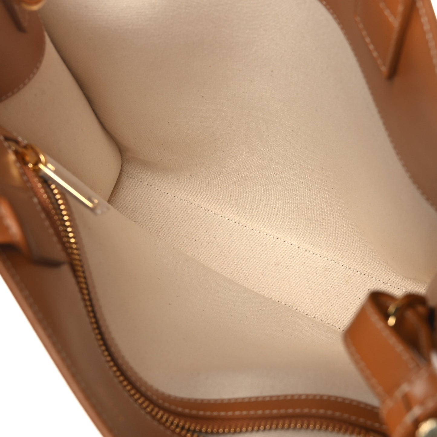 Canvas Calfskin Logo Print Small Vertical Cabas Natural Tan