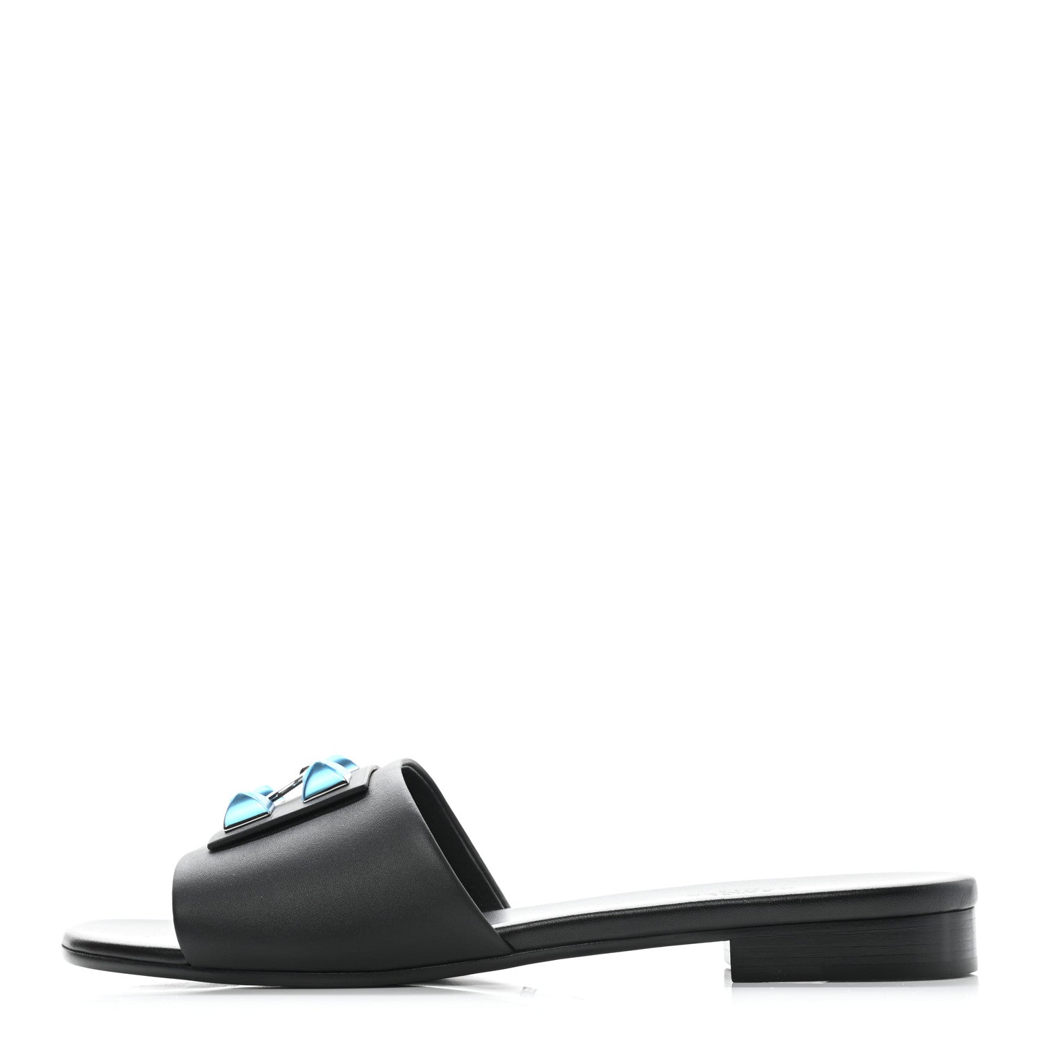 Hermes Calfskin Dune Sandals 39.5 Black 1 of 9