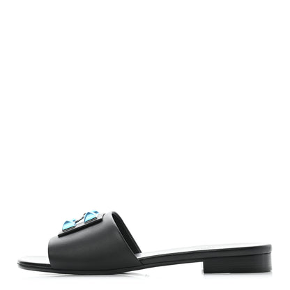 Hermes Calfskin Dune Sandals 39.5 Black 1 of 9