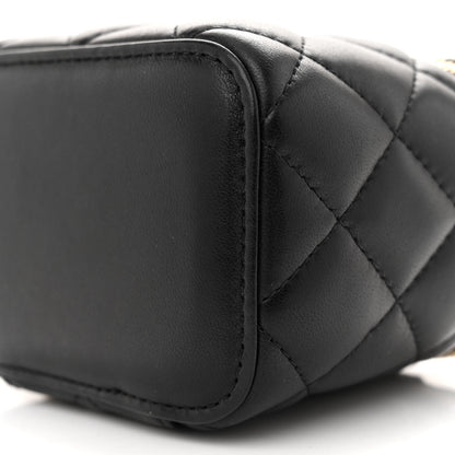 Chanel Lambskin Quilted Mini Pearl Crush Vanity Case With Chain Black 10 of 10