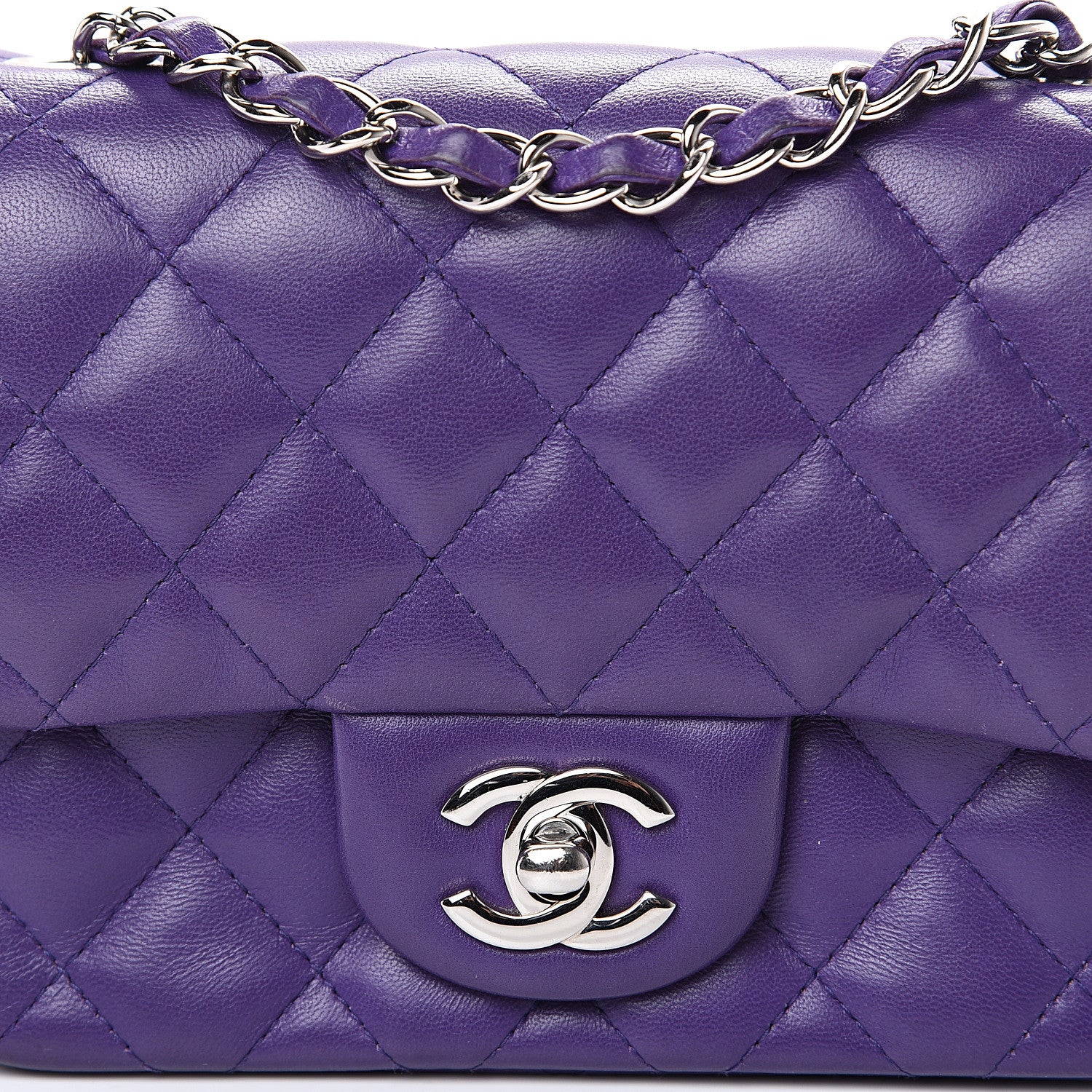 Chanel Lambskin Quilted Mini Square Flap Purple 7 of 15
