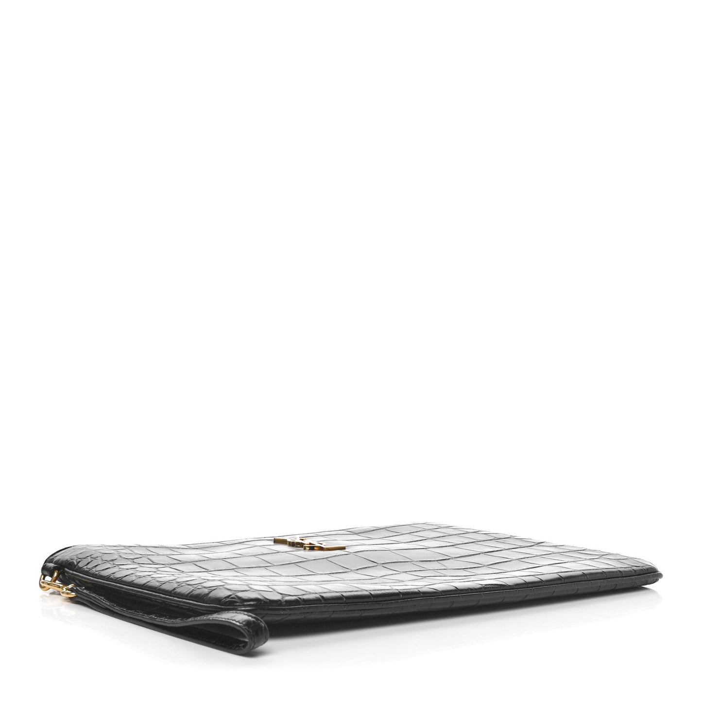 Calfskin Crocodile Embossed Tablet Pouch Black