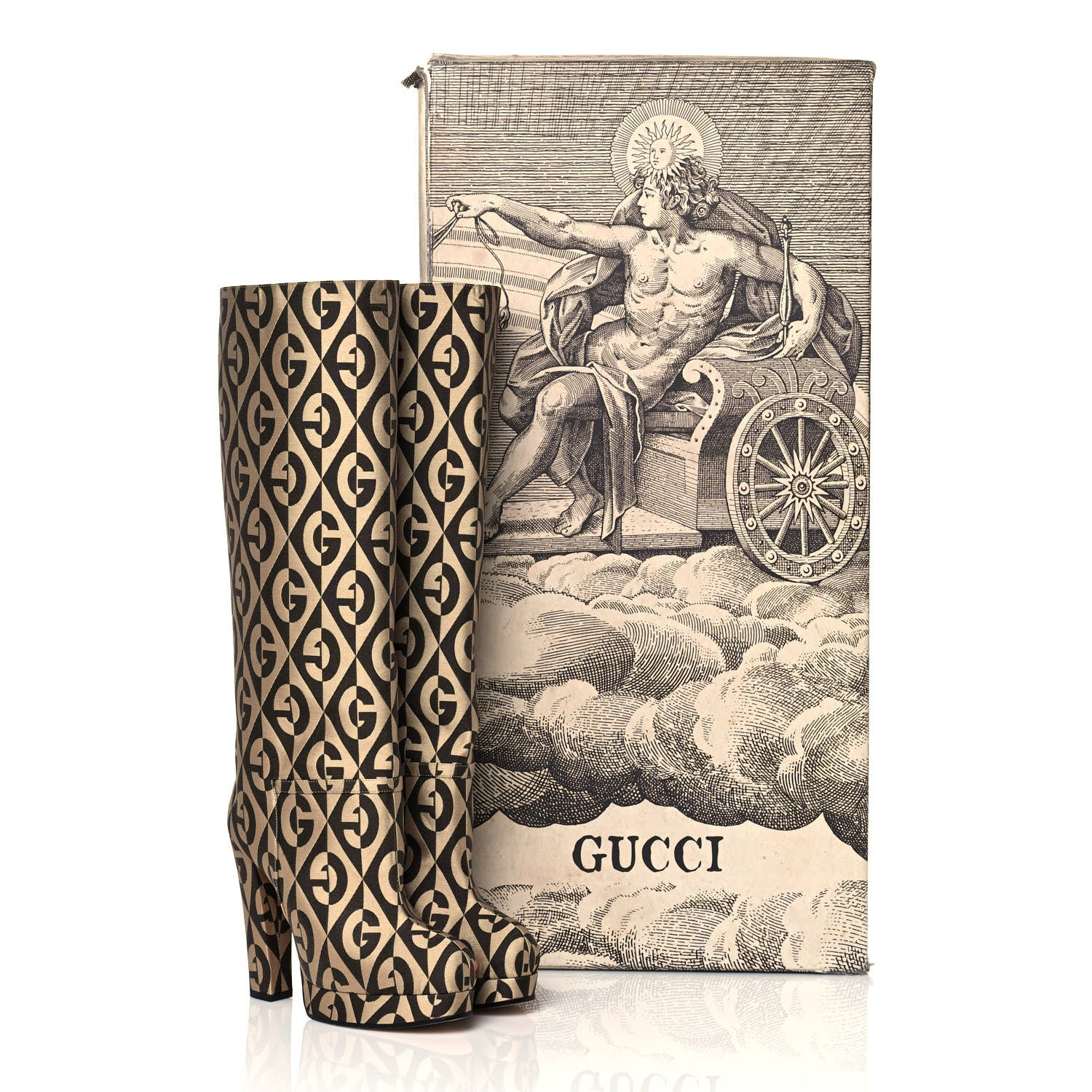 Gucci Fabric G Rhombus Print Platform Boots 35 Beige Cocoa 8 of 8