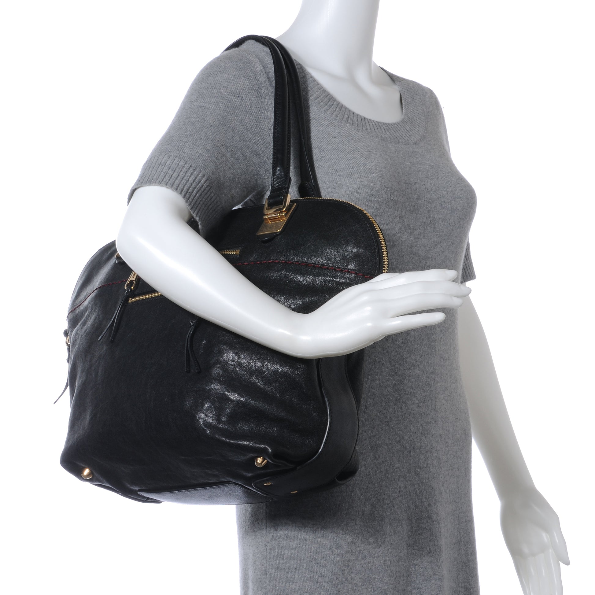 Chloe Leather Medium Angie Shoulder Bag Black 2 of 9