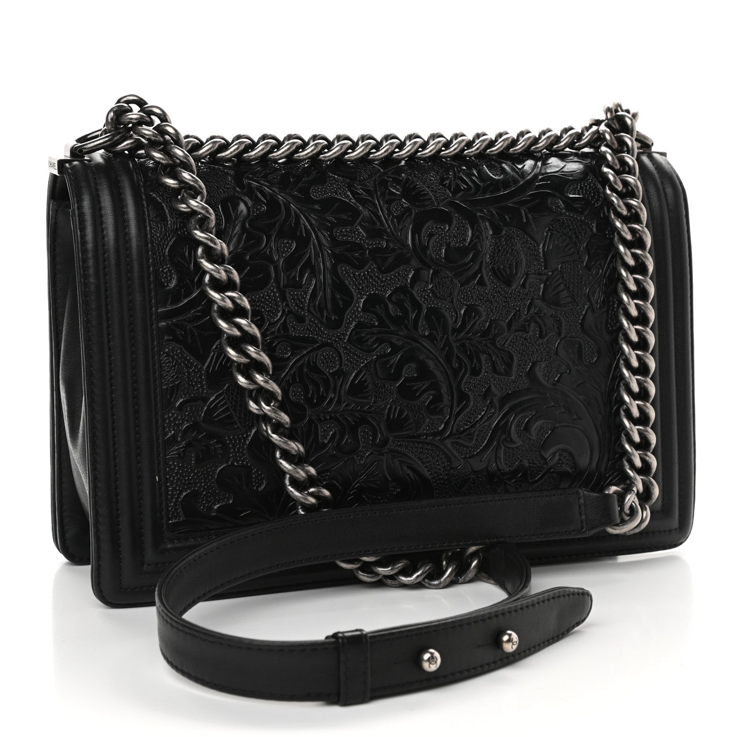 Chanel Calfskin Embossed New Medium Cordoba Boy Flap Black 3 of 9