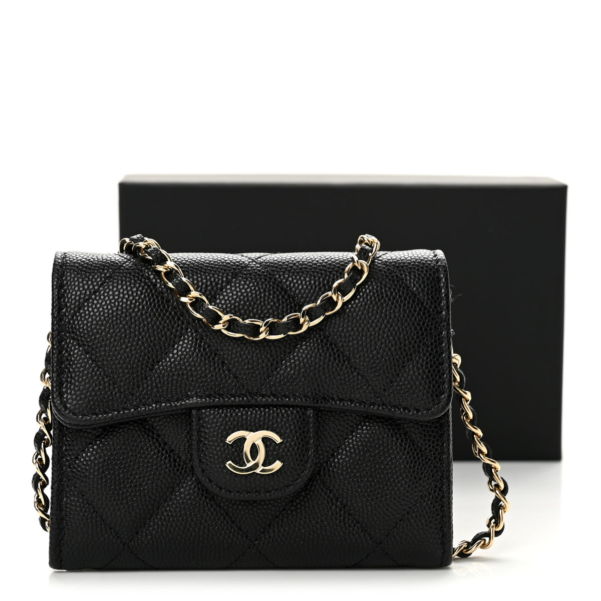 Chanel Caviar Quilted Flap Card Holder On Chain Black 13 of 13