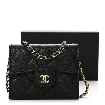 Chanel Caviar Quilted Flap Card Holder On Chain Black 13 of 13