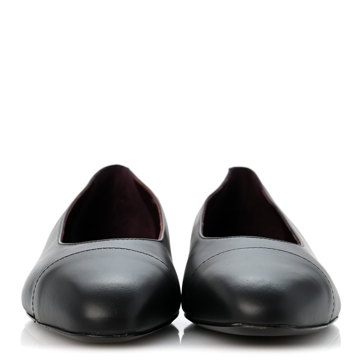 Lambskin Cap Toe CC Uniform Ballerina Flats 41 Black