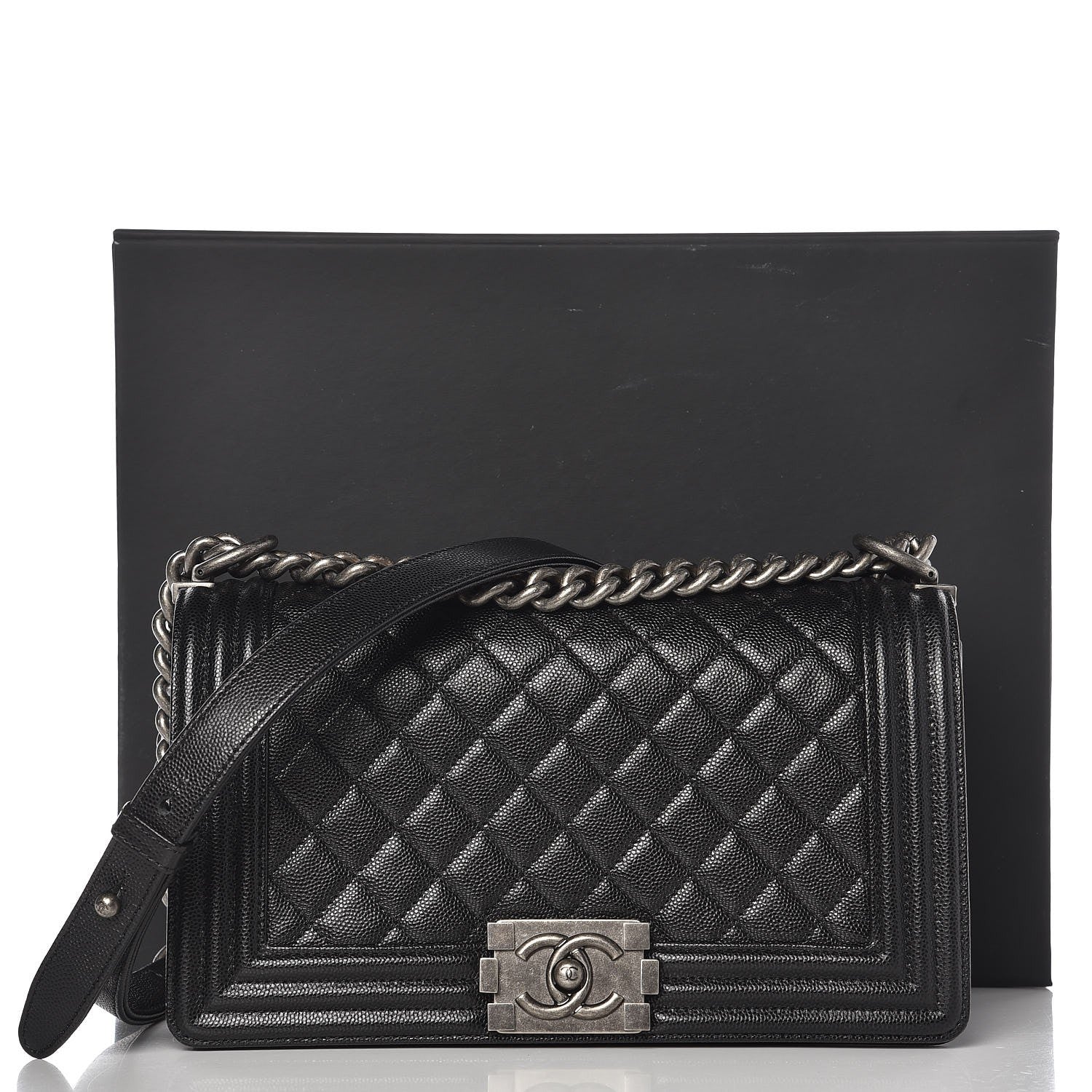 Chanel Caviar Quilted Medium Boy Flap Black 9 of 9