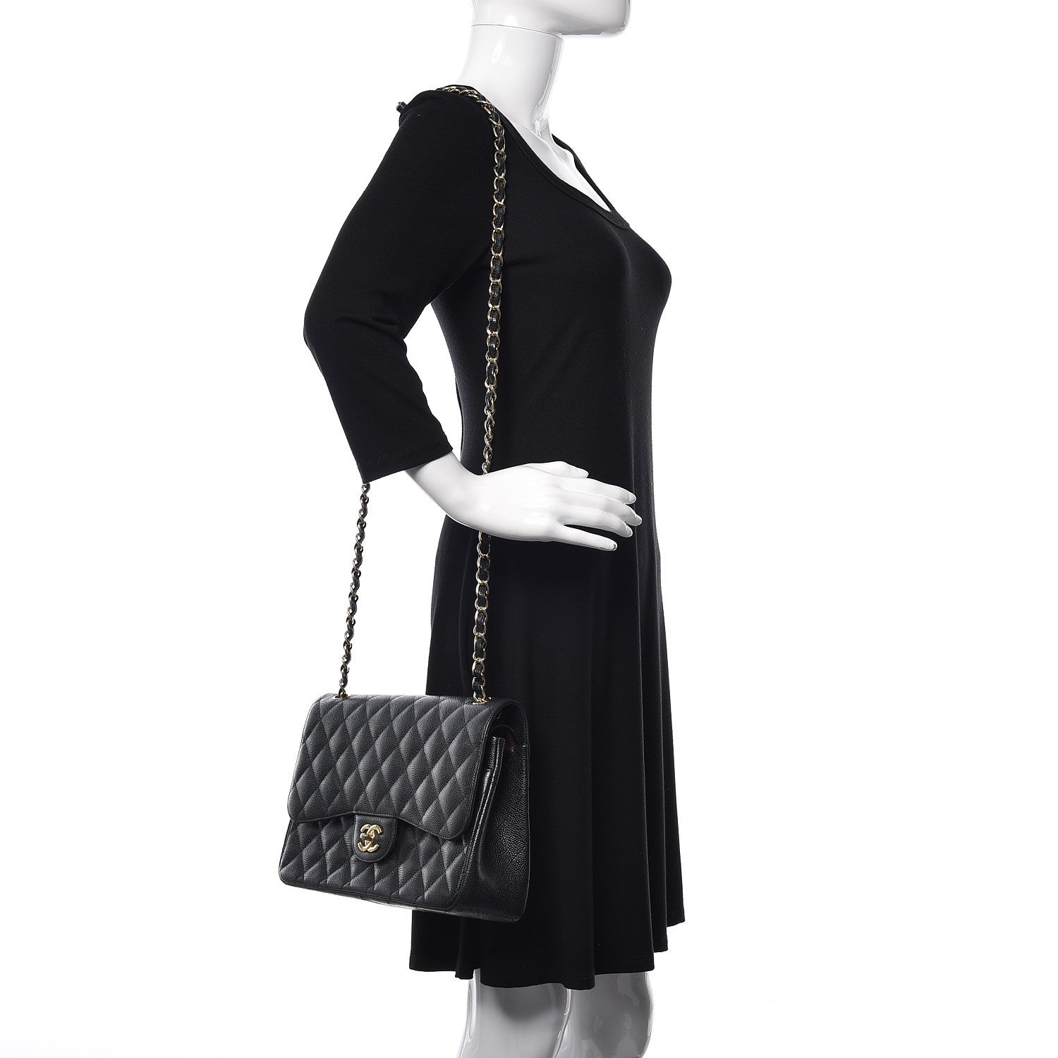 Chanel Caviar Quilted Jumbo Double Flap Black 2 of 14