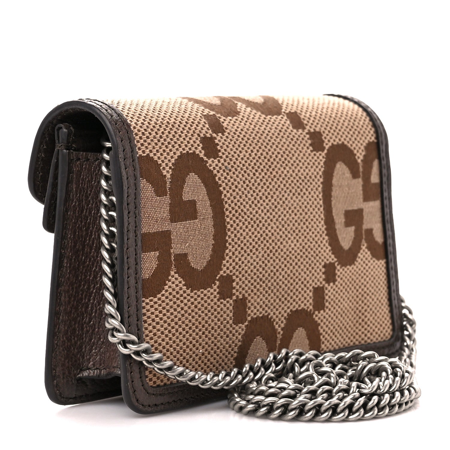 Gucci Monogram Jumbo GG Textured Dollar Calfskin Super Mini Dionysus Shoulder Bag Camel Ebony New Acero 3 of 11