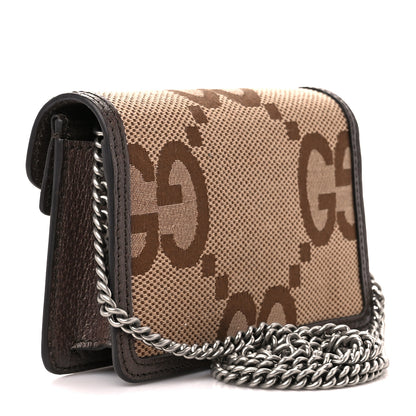 Gucci Monogram Jumbo GG Textured Dollar Calfskin Super Mini Dionysus Shoulder Bag Camel Ebony New Acero 3 of 11