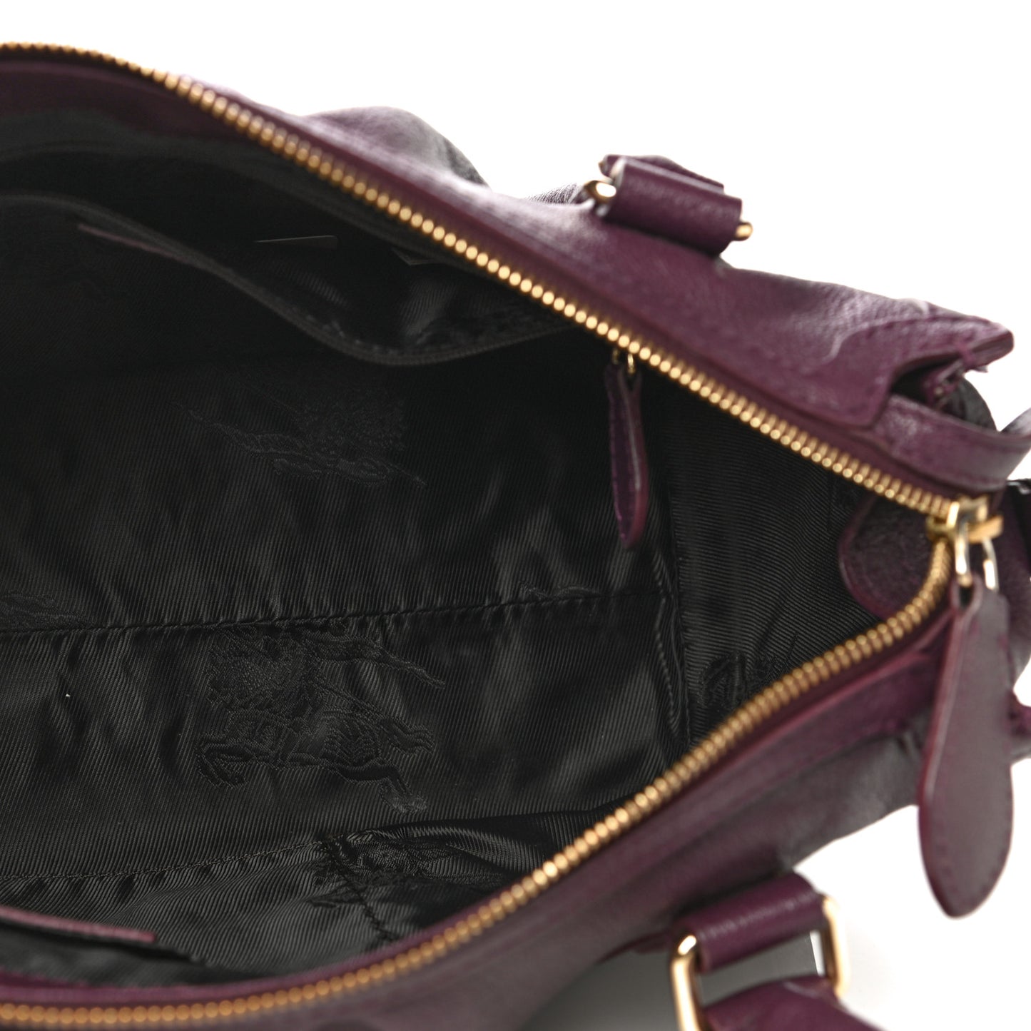 Grainy Calfskin Small Pilgrim Bowling Bag Plum