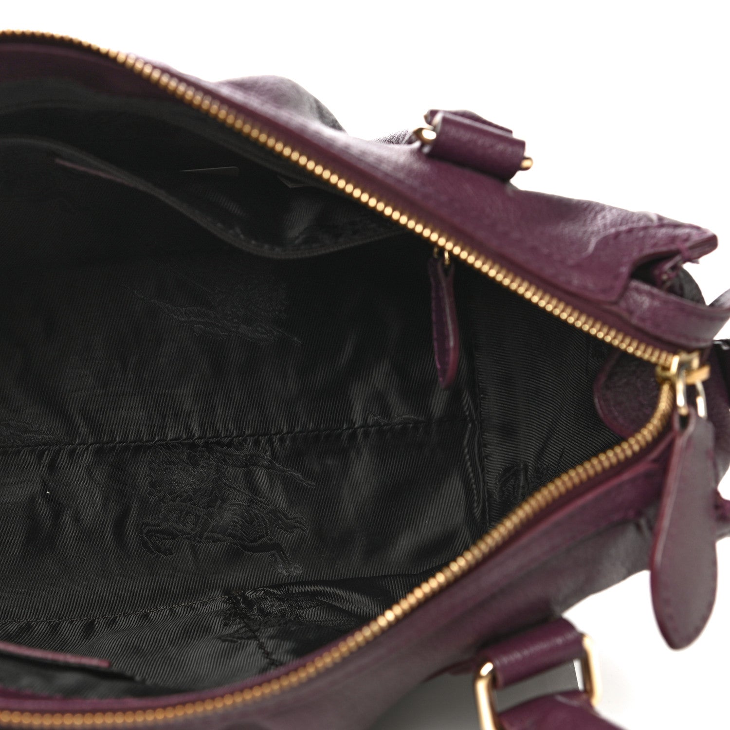 Burberry Grainy Calfskin Small Pilgrim Bowling Bag Plum 9 of 15
