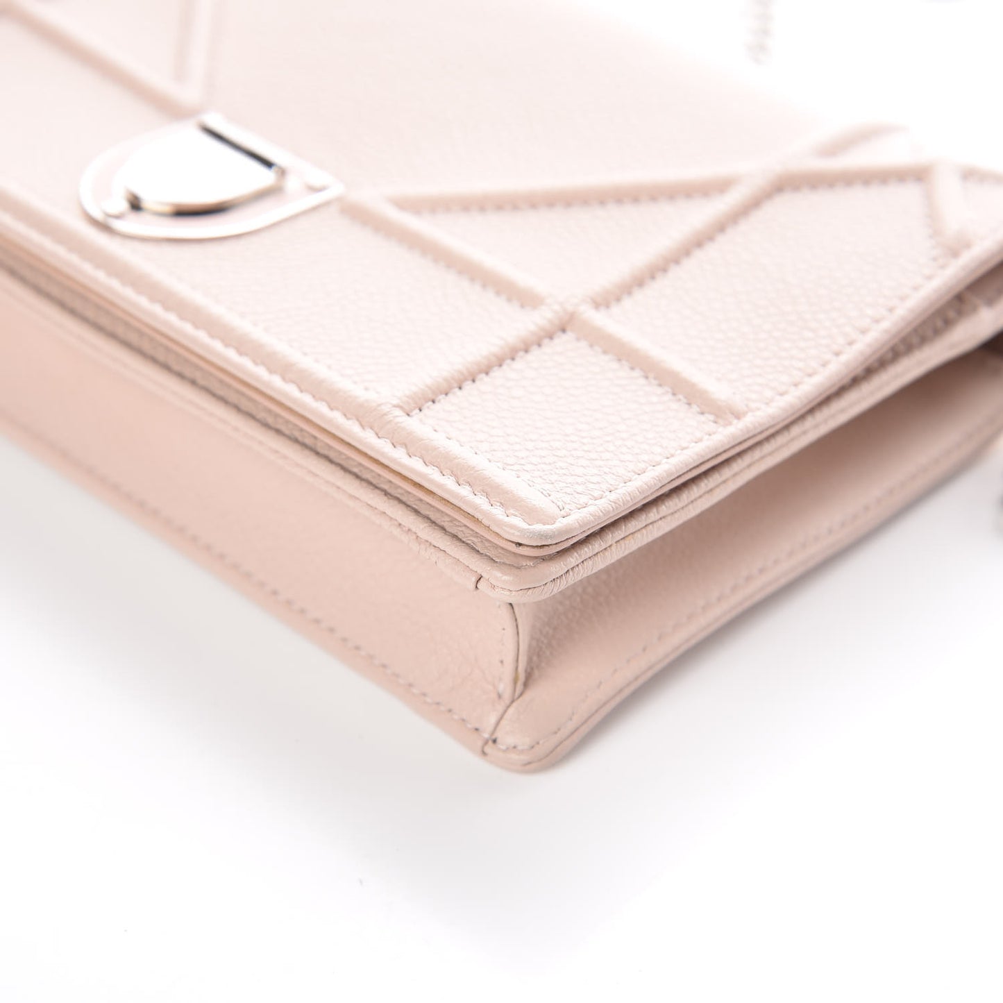 Grained Calfskin Diorama Wallet on Chain Pouch Nude