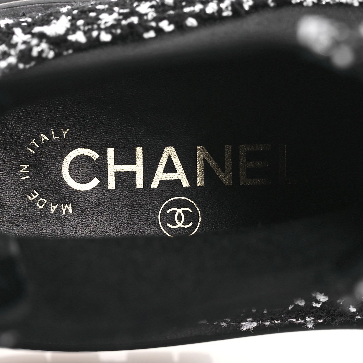 Chanel Tweed Patent Calfskin Short Boots 40 Black White 8 of 11