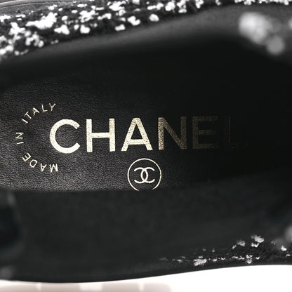 Chanel Tweed Patent Calfskin Short Boots 40 Black White 8 of 11