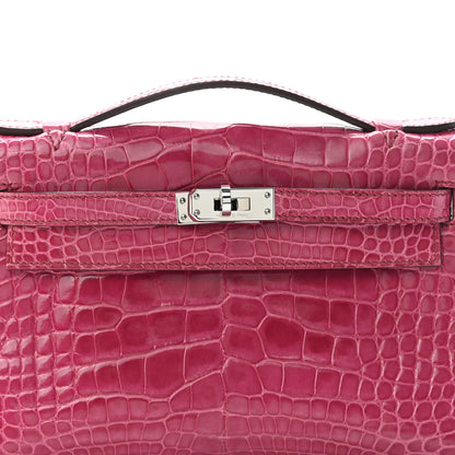 Hermes Shiny Alligator Kelly Pochette Fuchsia 8 of 12
