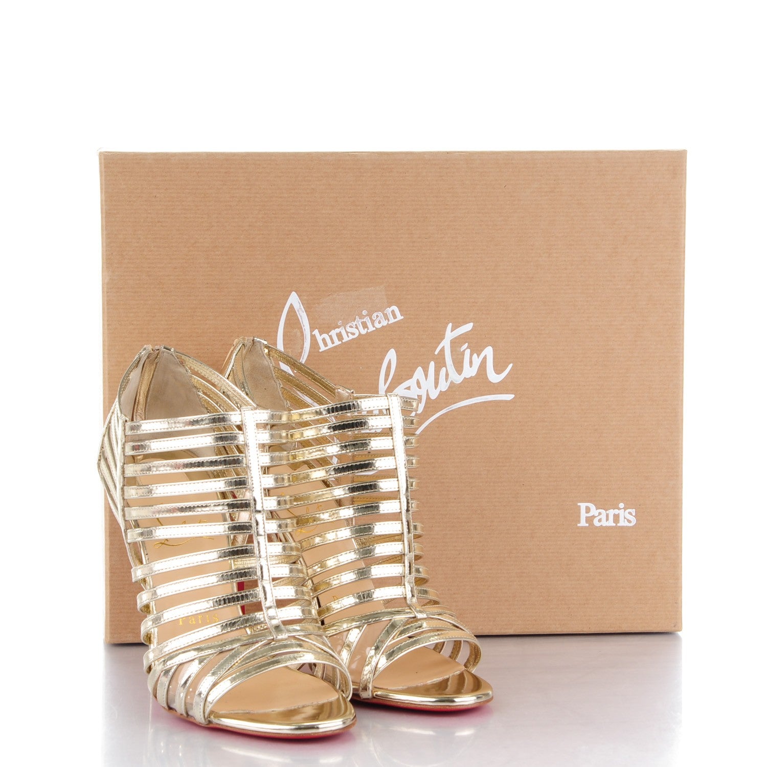 Christian Louboutin Specchio City Jolly 100 Cage Sandals 37.5 Light Gold 8 of 8