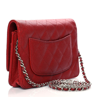 Chanel Caviar Quilted Wallet On Chain WOC Red 3 of 11