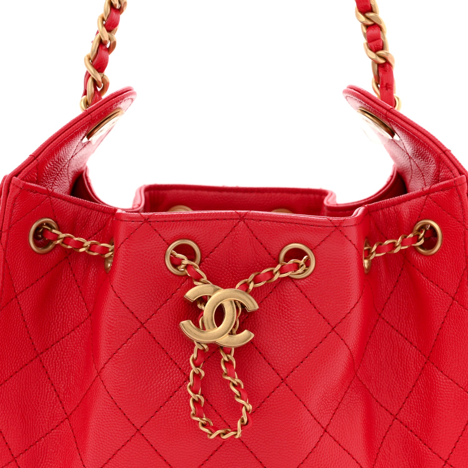 Chanel Caviar Quilted Mini Chanel 25 Handbag Red 8 of 10