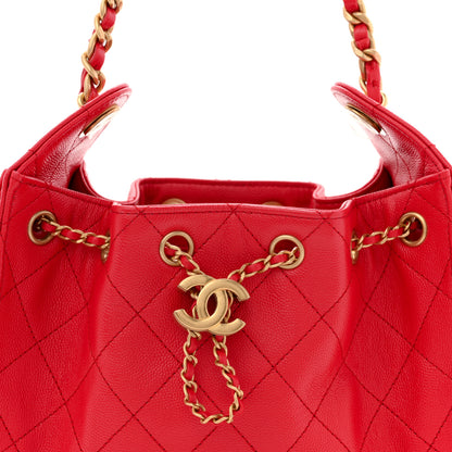 Chanel Caviar Quilted Mini Chanel 25 Handbag Red 8 of 10
