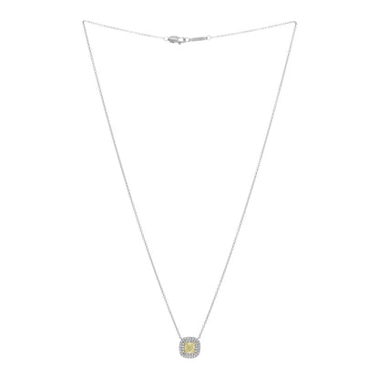 Tiffany Platinum 18K Yellow Gold Diamond Yellow Diamond .66ct Soleste Cushion Cut Halo Pendant Necklace 2 of 4