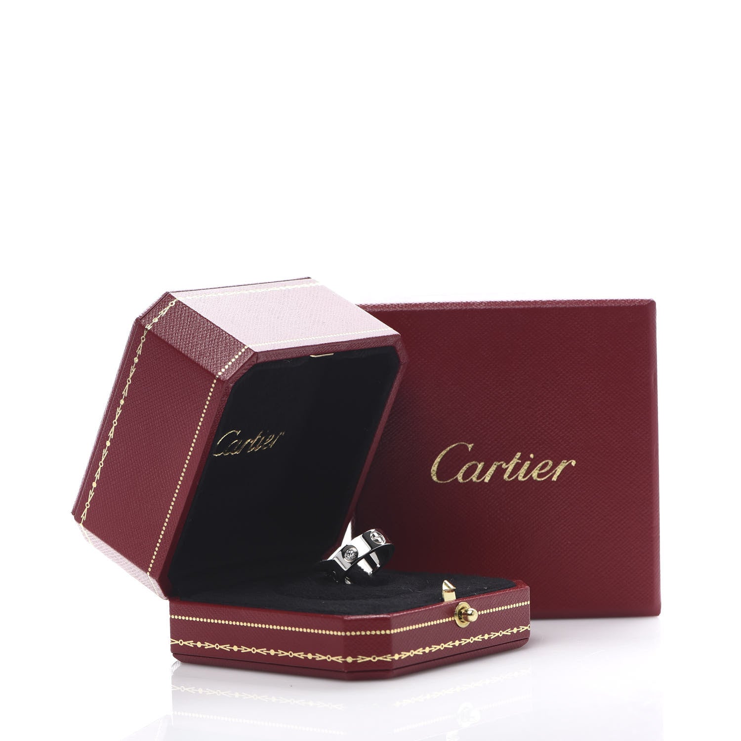 Cartier 18K White Gold 3 Diamond 5.5mm LOVE Ring 44 3 5 of 5