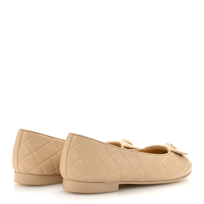 Chanel Lambskin Quilted CC Ballerina Flats 40 Light Beige 5 of 11