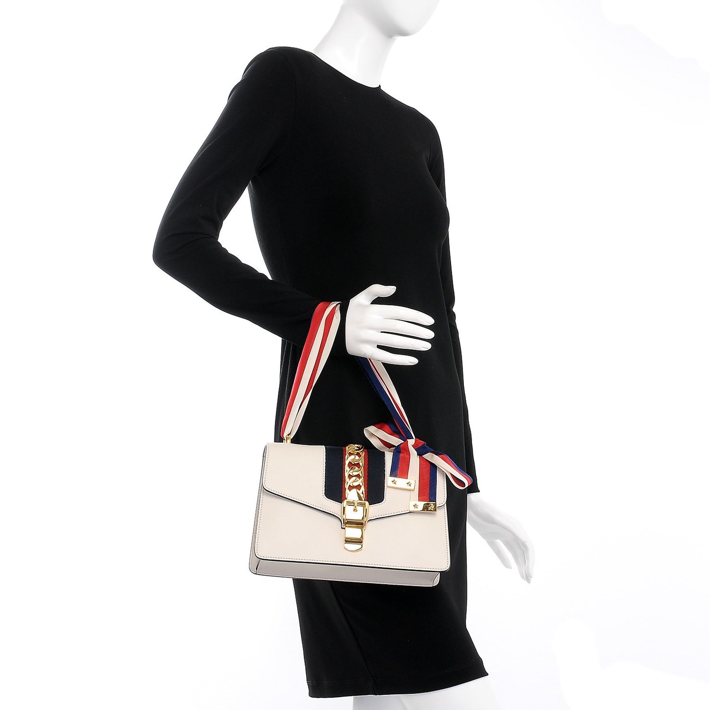 Calfskin Small Sylvie Shoulder Bag Off White