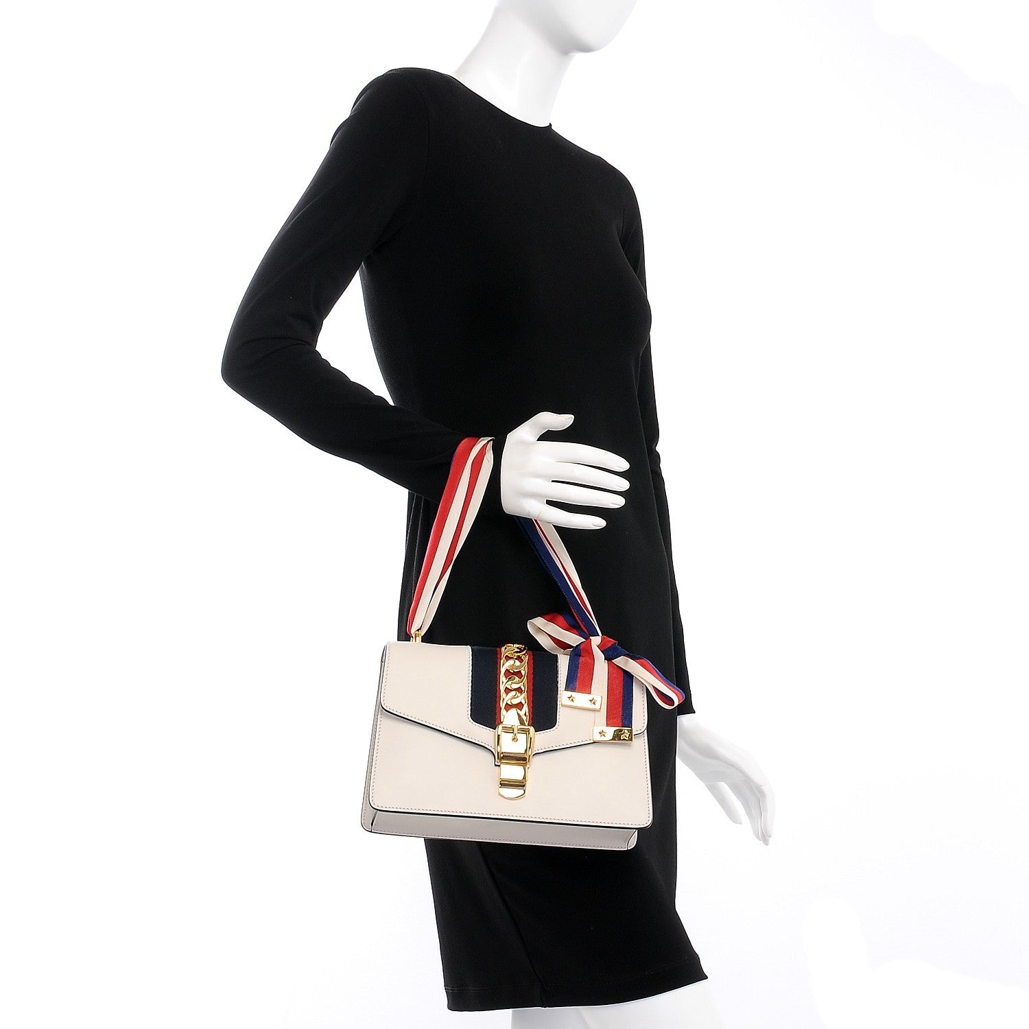 Gucci Calfskin Small Sylvie Shoulder Bag Off White 2 of 7