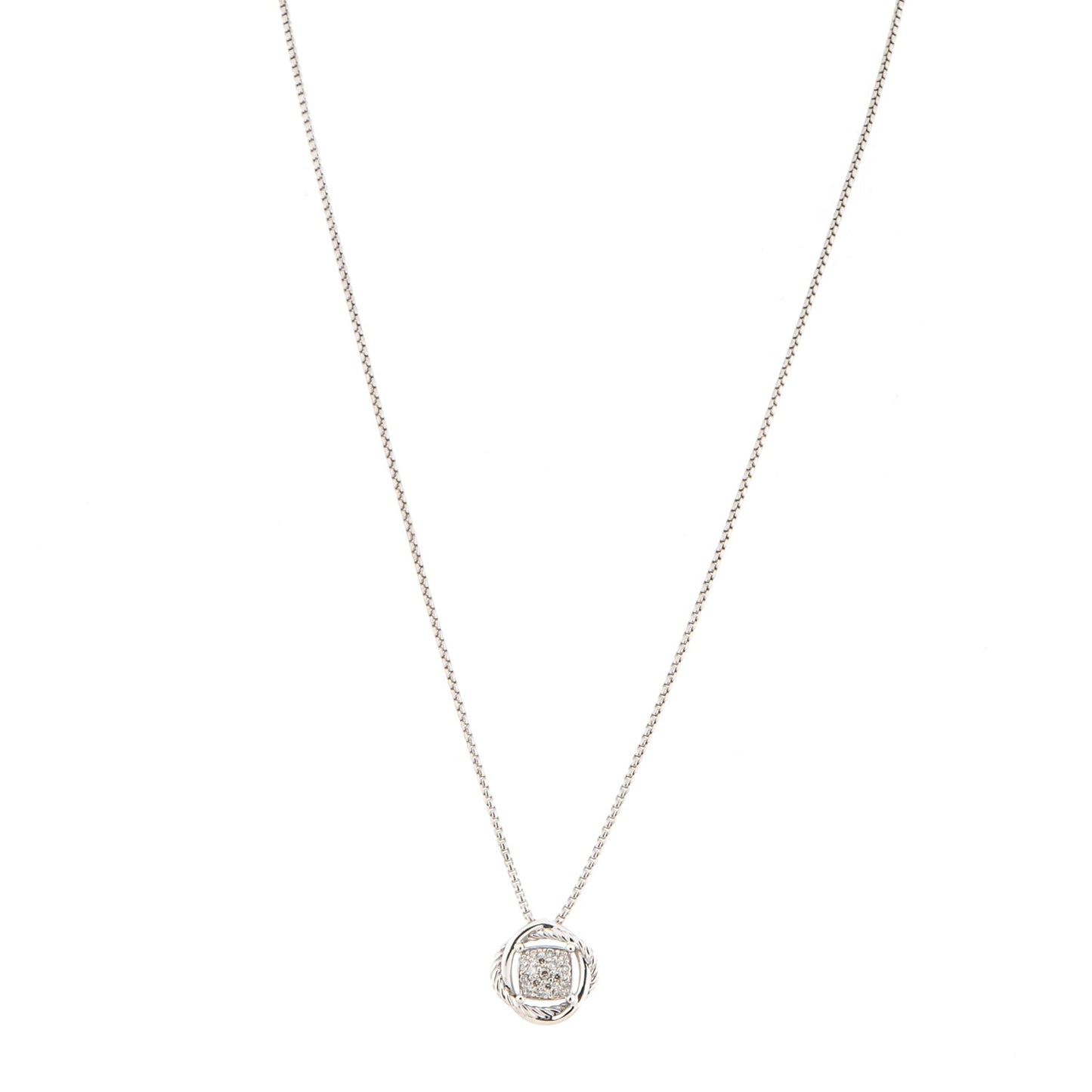 Sterling Silver Diamond 7mm Infinity Pendant Necklace