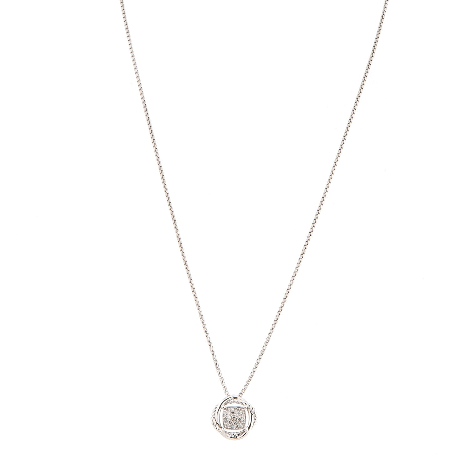 David Yurman Sterling Silver Diamond 7mm Infinity Pendant Necklace 1 of 4