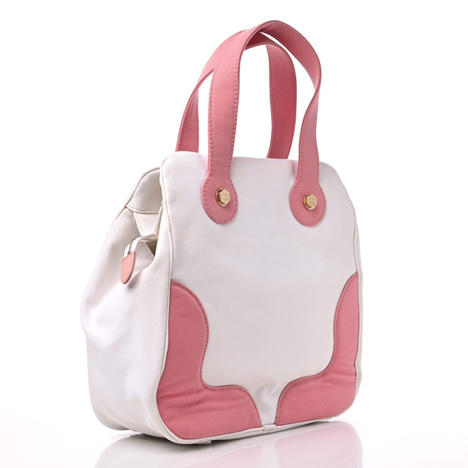 Chanel Canvas CC Handbag Pink White 3 of 14