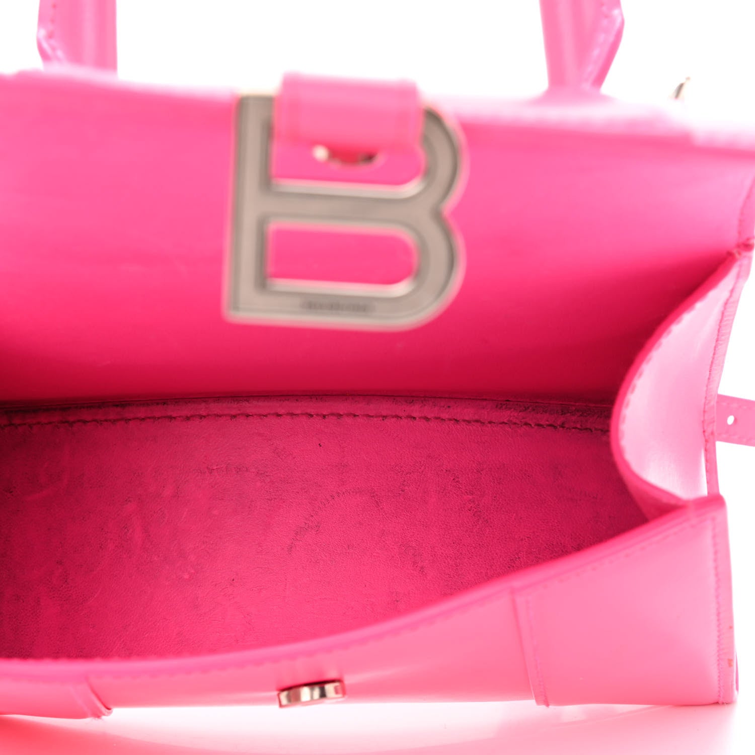 Balenciaga Shiny Box Calfskin Hourglass Top Handle Bag XS Hot Pink 5 of 13