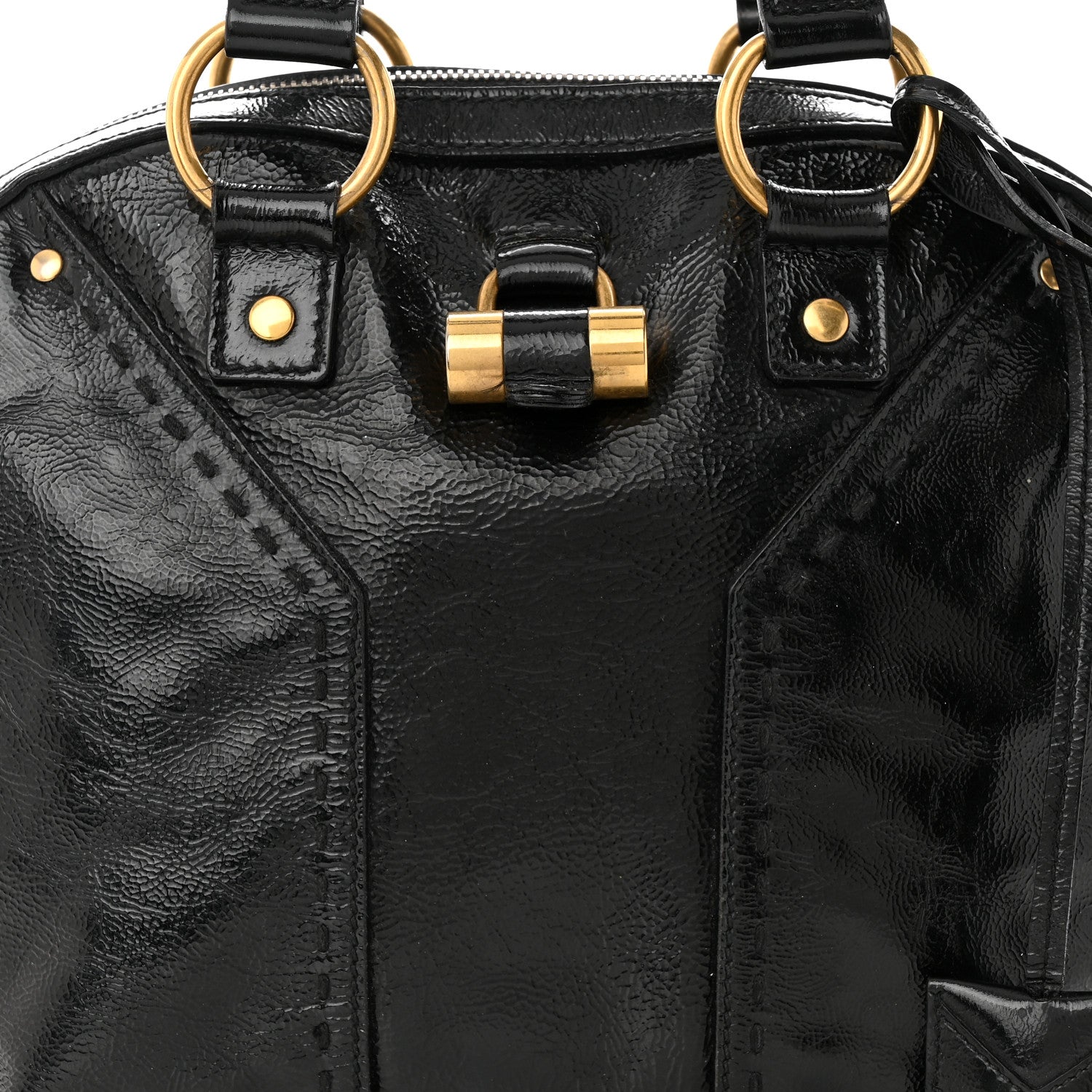Saint Laurent Textured Patent Calfskin Medium Muse Black 8 of 11