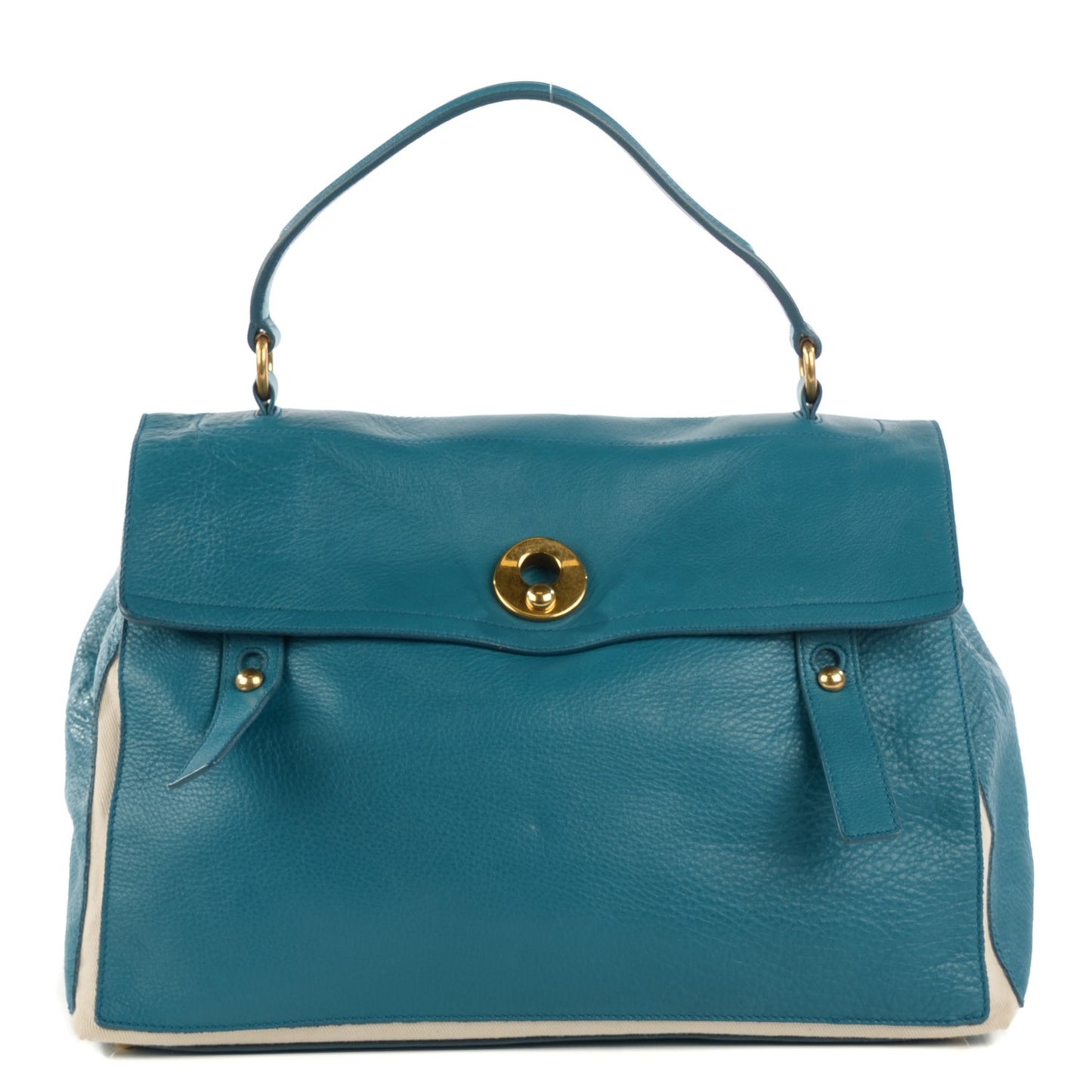 Calfskin Canvas Medium Muse Two Turquoise