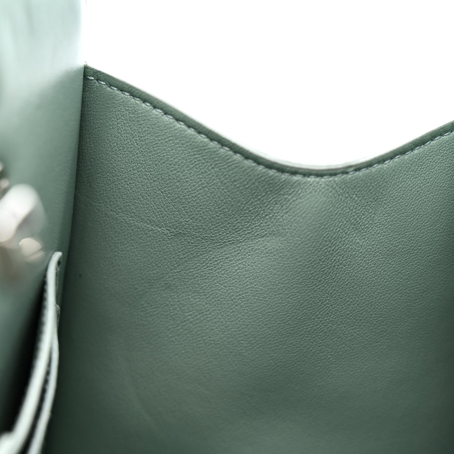 Hammered Calfskin Small The Studio Box Bag Aqua Green