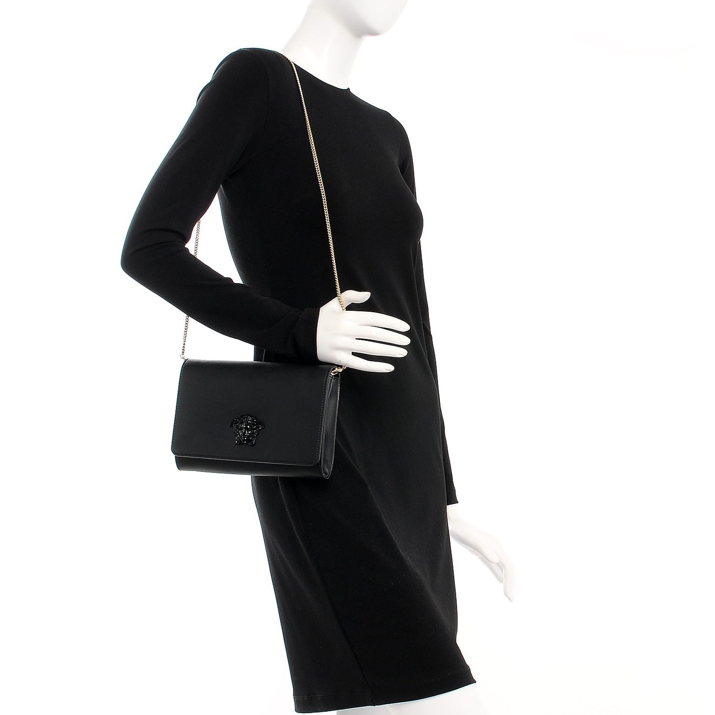 Calfskin Palazzo Chain Evening Bag Black