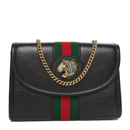 Gucci Textured Calfskin Web Small Rajah Slim Flap Shoulder Bag Black 1 of 11