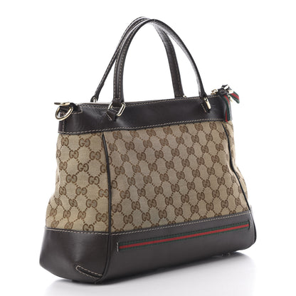 Gucci Monogram Web Mayfair Top Handle Satchel Dark Brown 3 of 19