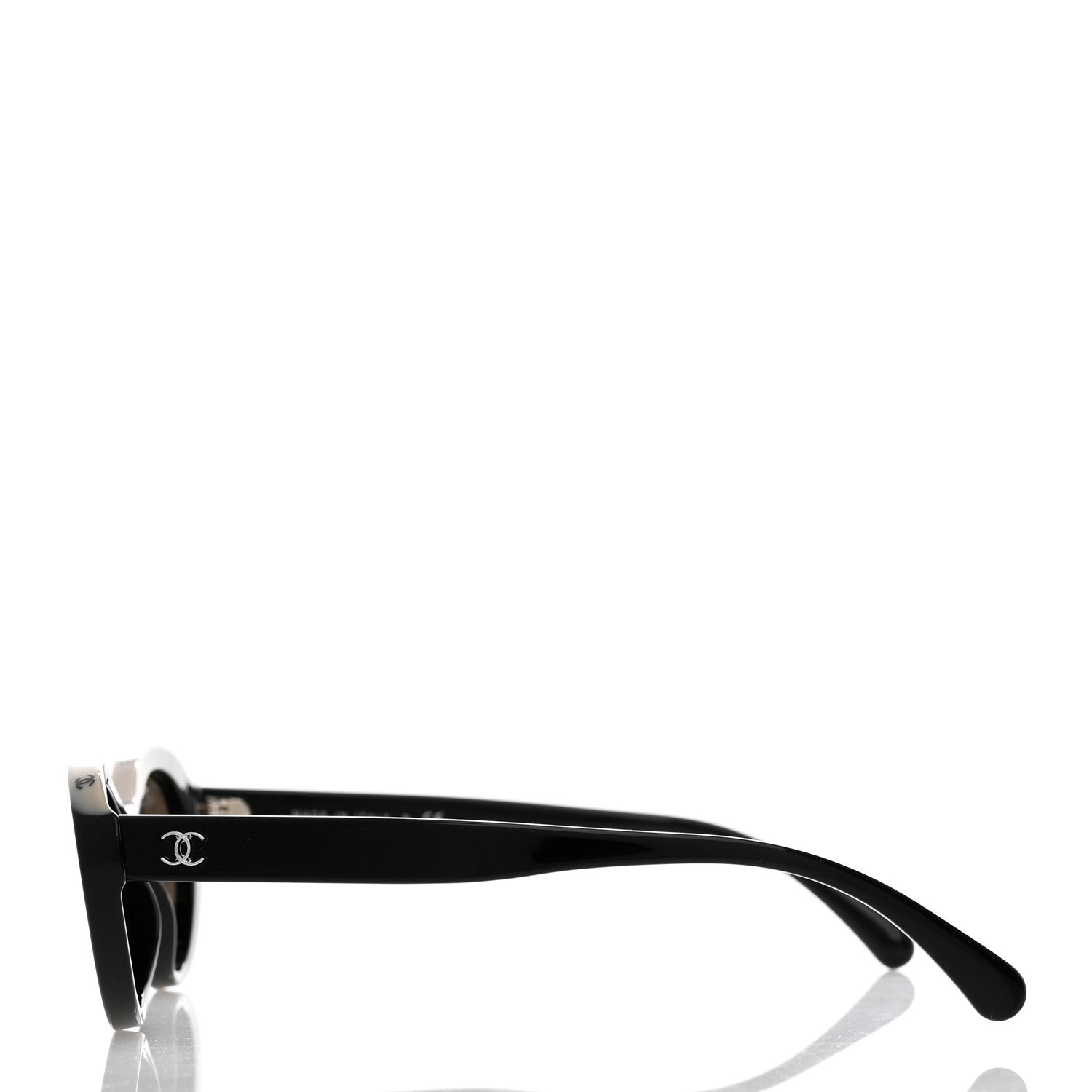 Chanel Acetate Oval Sunglasses 5416 Black Beige 3 of 7