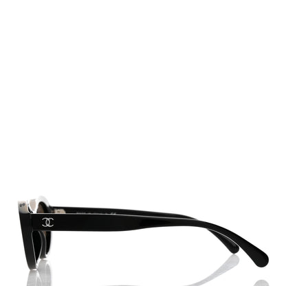 Chanel Acetate Oval Sunglasses 5416 Black Beige 3 of 7