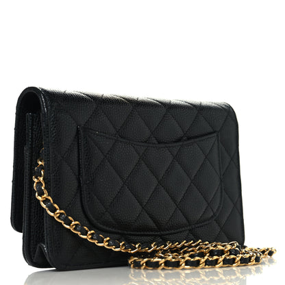 Chanel Caviar Quilted CC Turnlock Wallet On Chain WOC Black 3 of 12