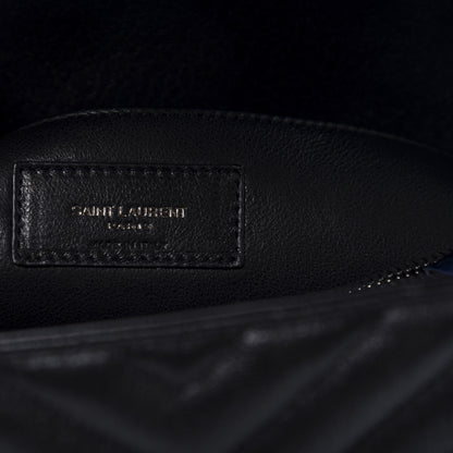 Saint Laurent Sheepskin Matelasse Chevron Monogram Large College Satchel Black 7 of 8