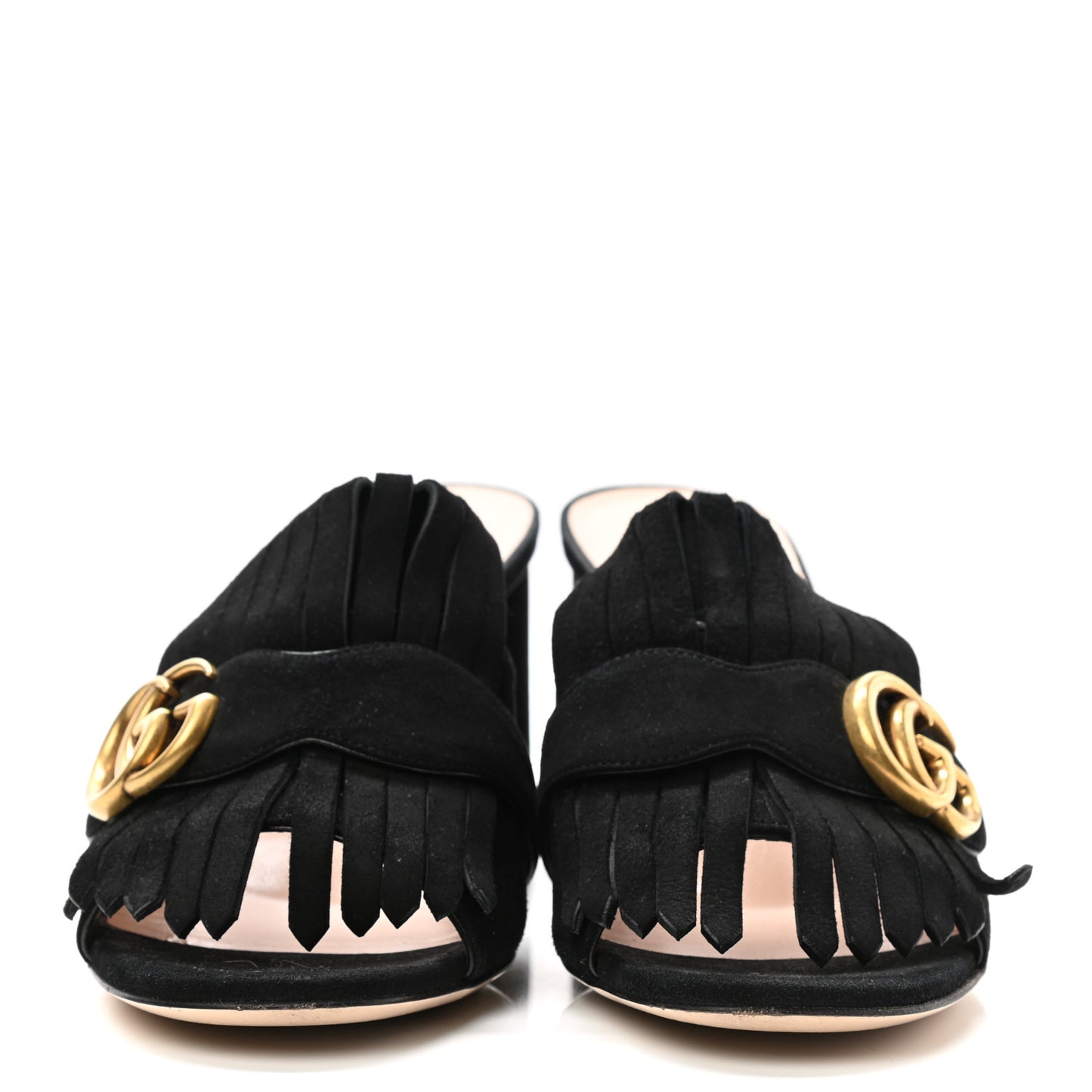 Kid Scamosciato GG Marmont Fringe 75mm Slide Sandals 37.5 Black