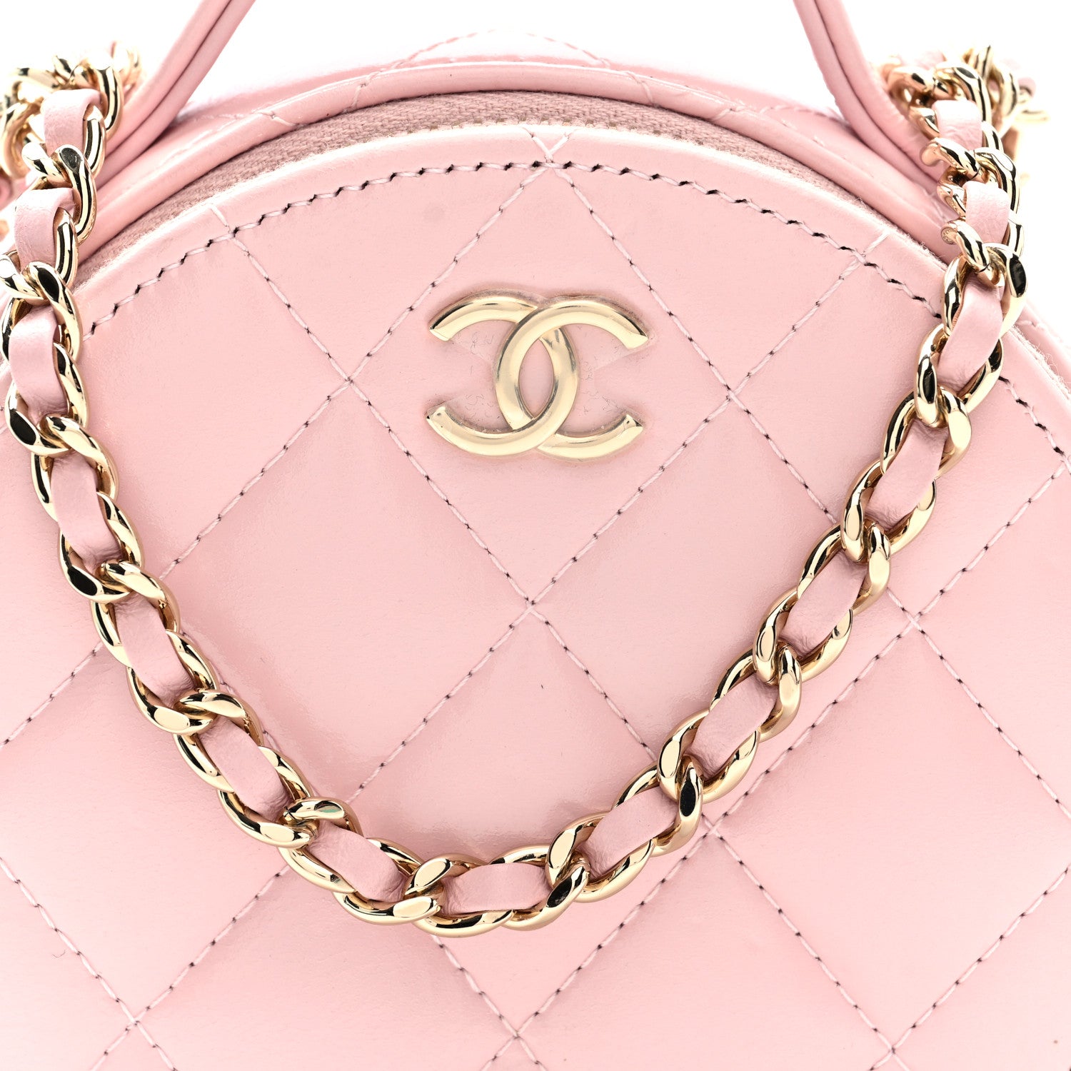 Chanel Lambskin Quilted Round Handle With Care Vanity With Chain Pink 9 of 11
