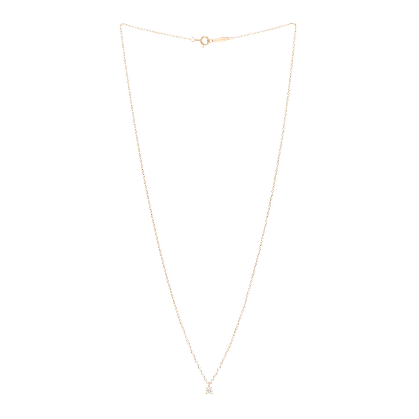 18K Rose Gold Diamond .17ct Solitaire Pendant Necklace