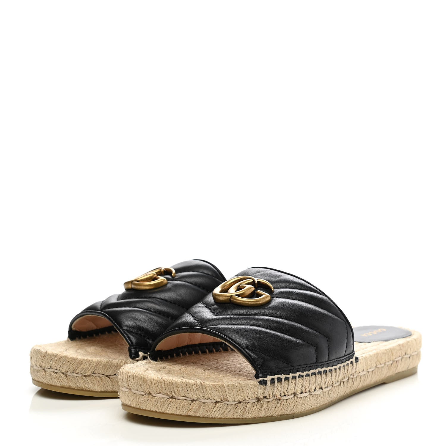 Gucci Nappa Matelasse GG Marmont Espadrille Slide Sandals 40 Black 3 of 13