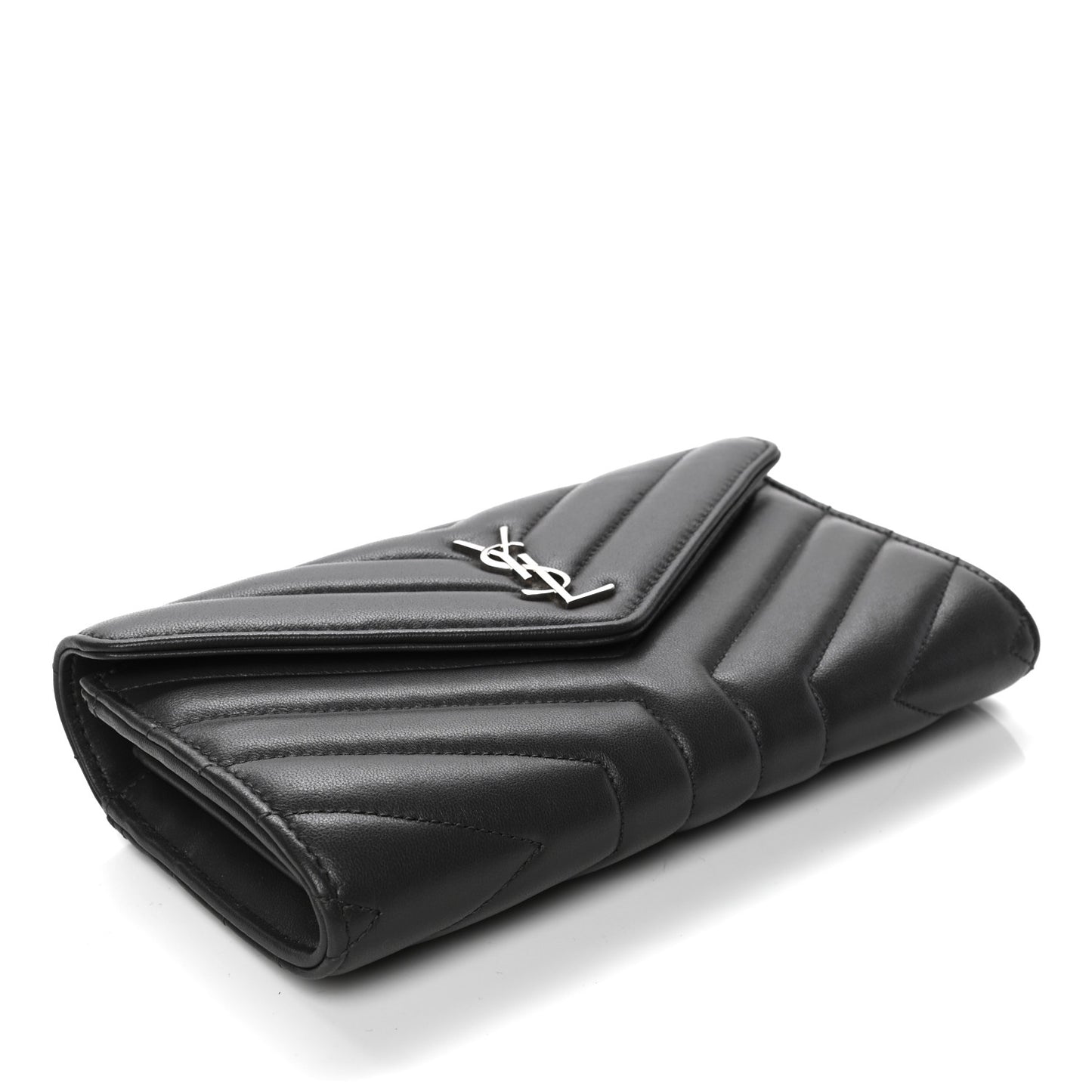 Lambskin Y Quilted Monogram Large Loulou Flap Wallet Asphalt